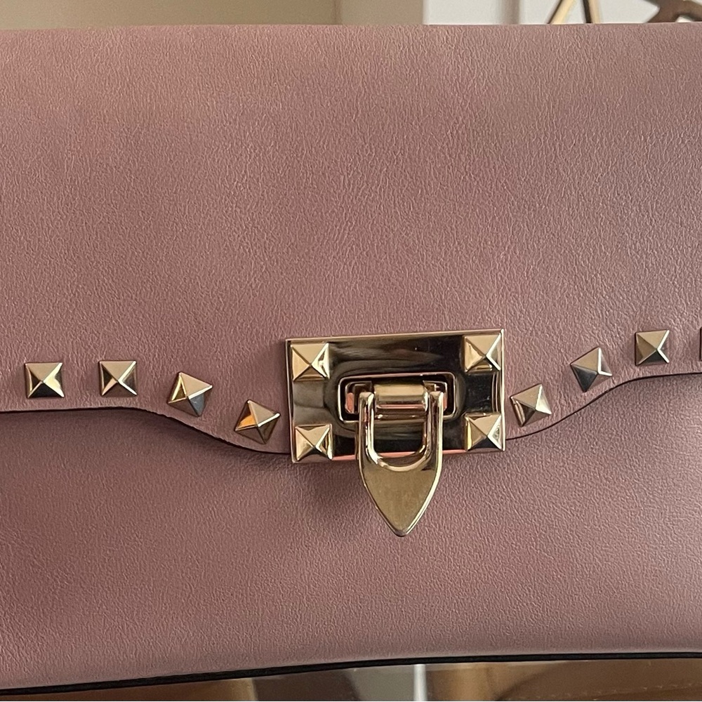 Pink Clutch with Gold Hardware and Pyramid Studs